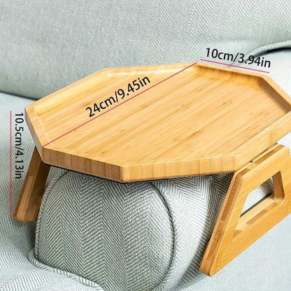 🛋️ Opvouwbare houten bankarmsteun – Praktische snack- en opbergtafel voor in huis 🍵📚