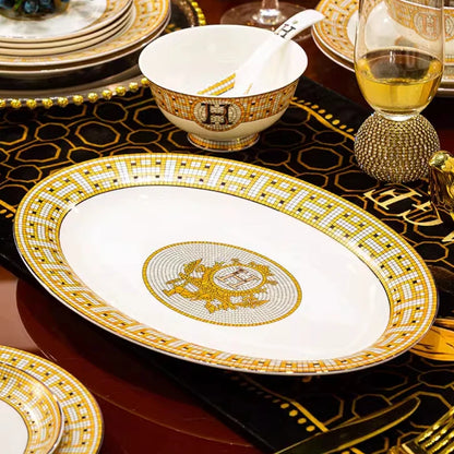 🍽️ DUTRIEUX European Bone China Dinnerware Set – Court Style Elegance ✨