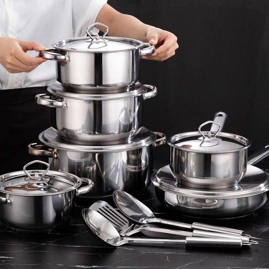 🥘 Premium 15pcs Stainless Steel Cookware Set