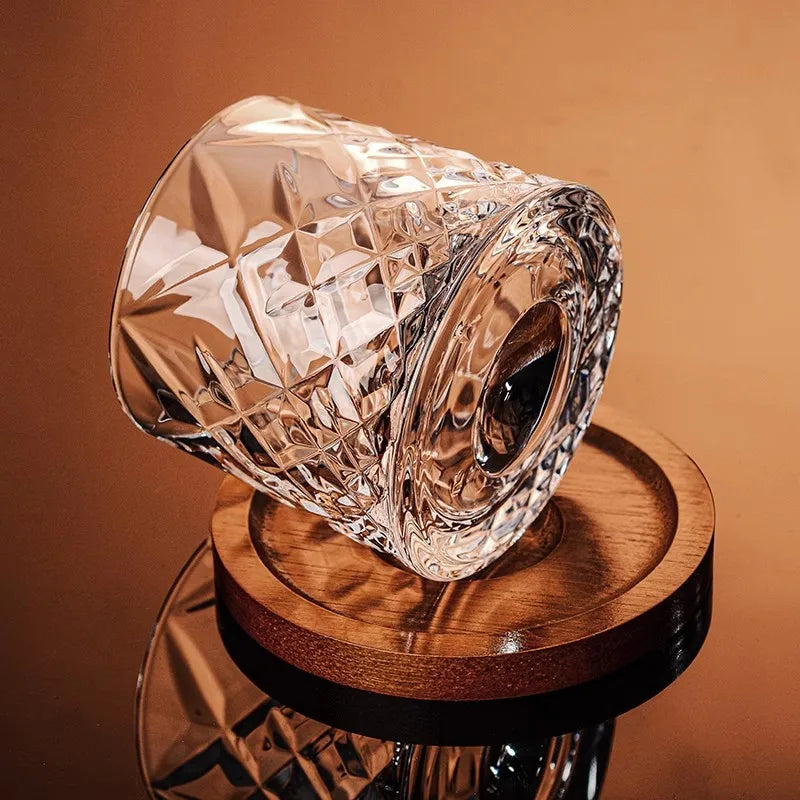 🥃 Nordic Retro Spinning Whiskey Glass — Luxury Meets Playful Design