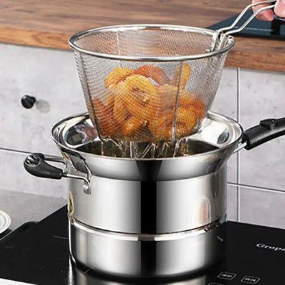🍳 Stainless Steel Deep Fryer Pot with Basket & Steamer