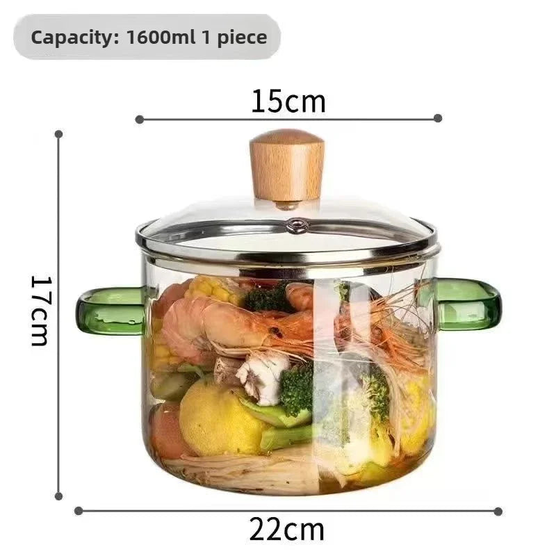 🍲 Transparante glazen soeppot – Hoogwaardig borosilicaatglas, grote capaciteit