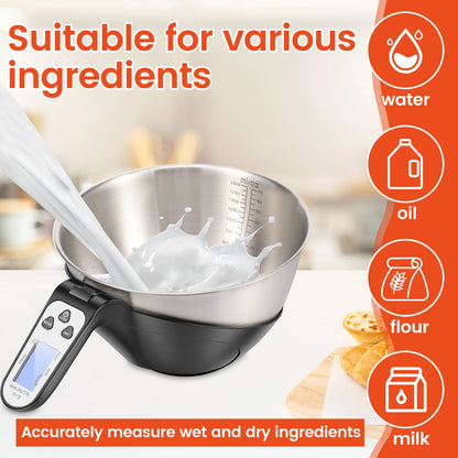 🥣 Digital Kitchen Scale with Stainless Steel Bowl