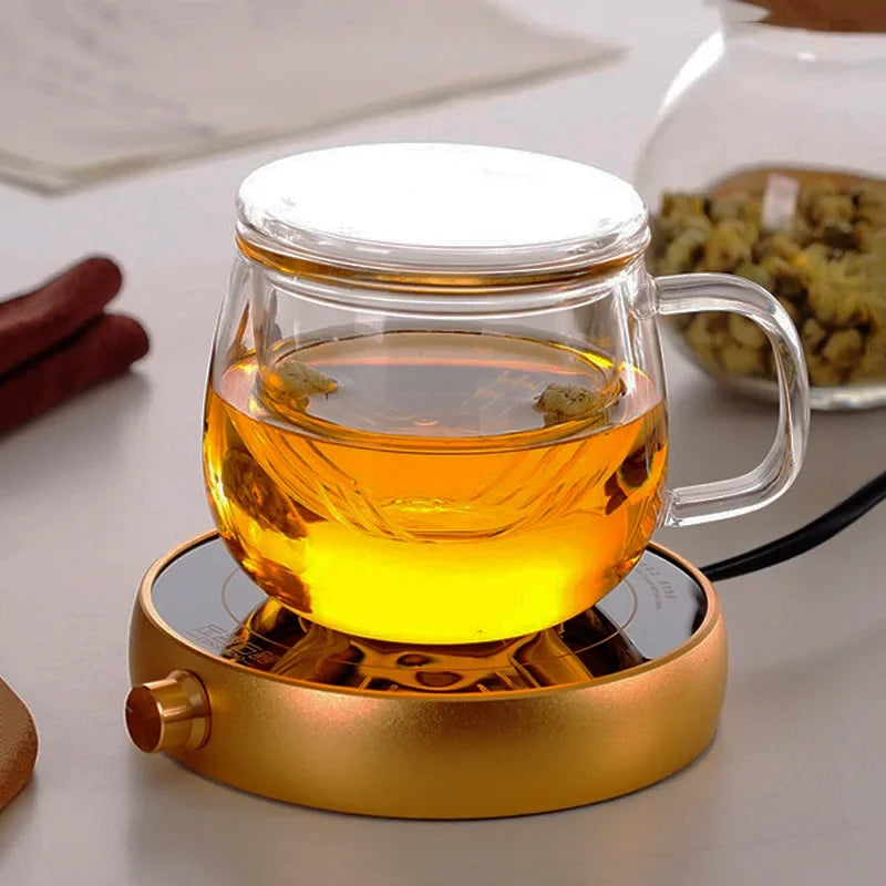 🍵 Premium Borosilicate Glass Tea Mug with Strainer and Lid