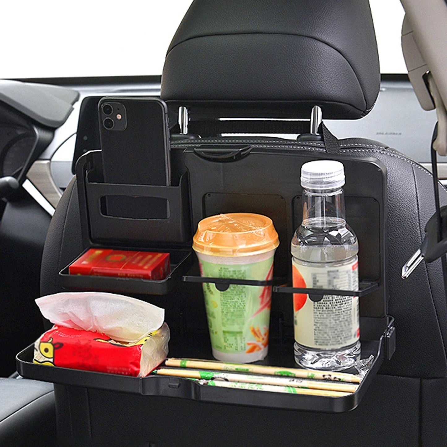 🚗 Autobakschaaltje – Opvouwbare laptop- en eettafel met telefoonhouder 🍔💻📱