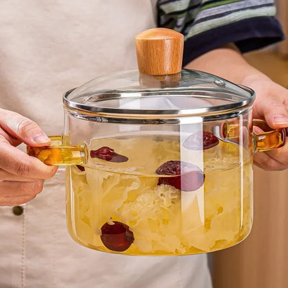 🍲 Transparante glazen soeppot – Hoogwaardig borosilicaatglas, grote capaciteit