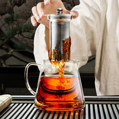 🍵 Hittebestendige glazen theepot met infuser van roestvrij staal – Elegante Kung Fu theeset! ✨