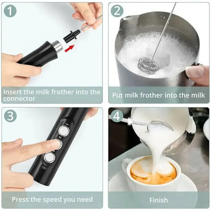 🌀 3-Speed Rechargeable Milk Frother – Café-Quality Foam at Your Fingertips! ☕✨