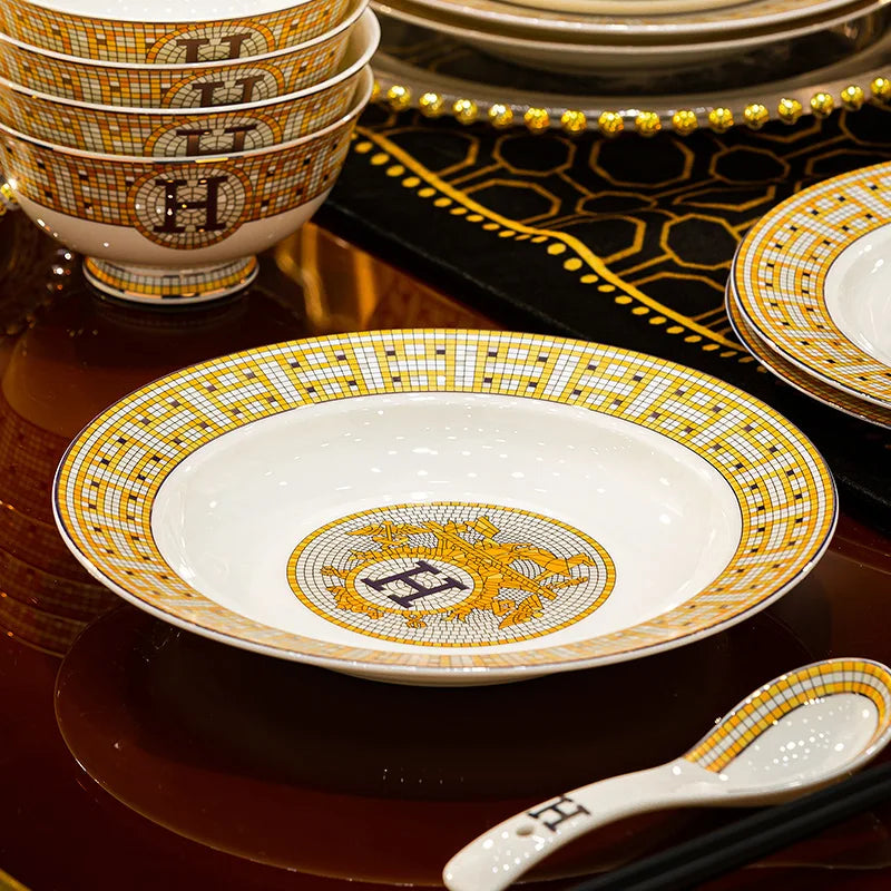 🍽️ DUTRIEUX European Bone China Dinnerware Set – Court Style Elegance ✨