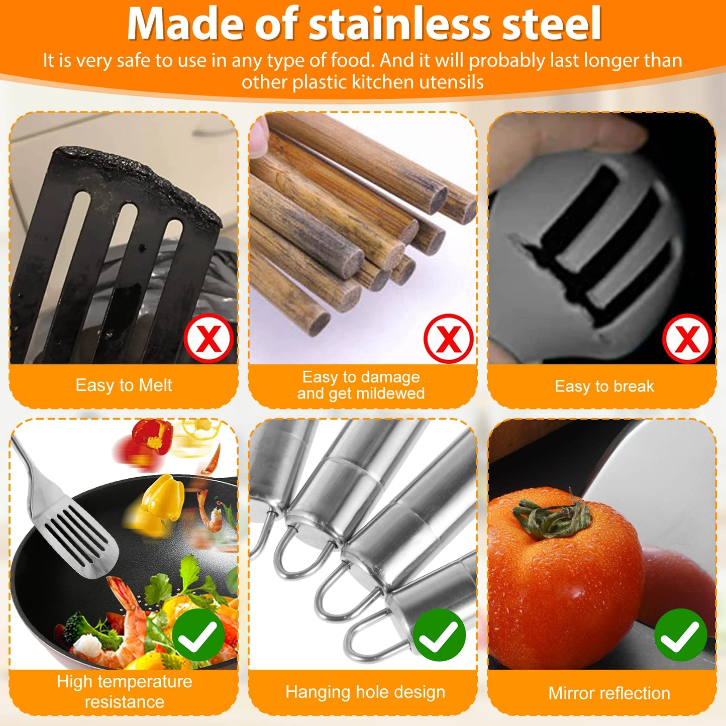 🍳 Willstar Stainless Steel Kitchen Cooking Utensils Set