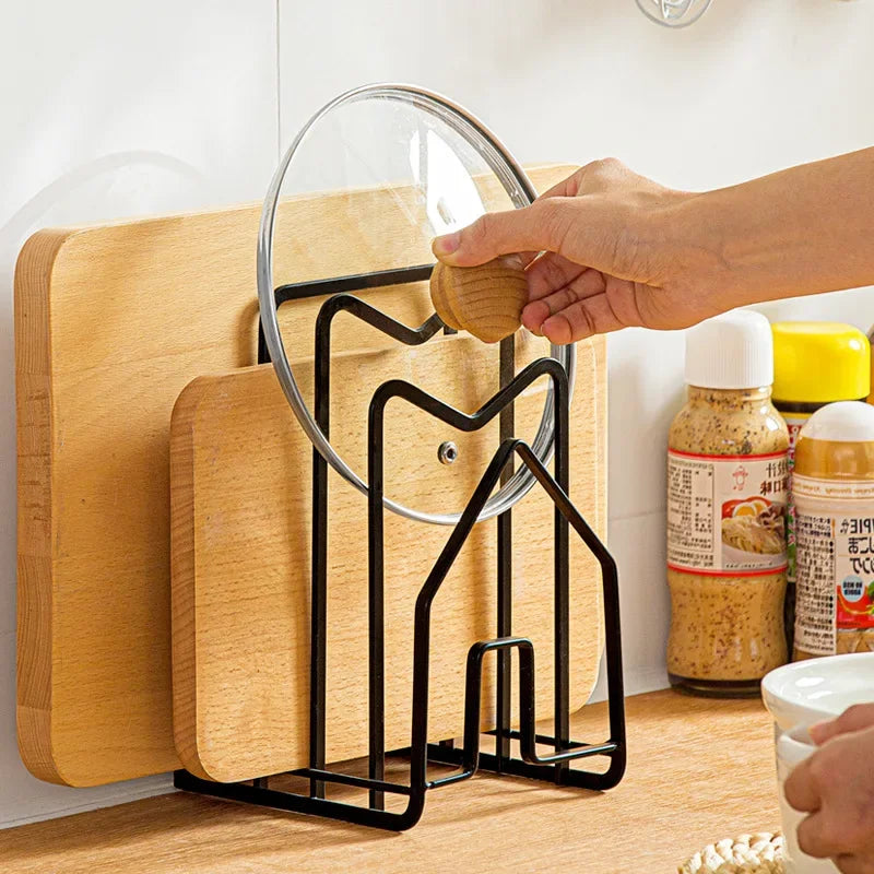 🍳 Pot Lid & Cutting Board Rack – Kitchen Storage Organizer 🗂️