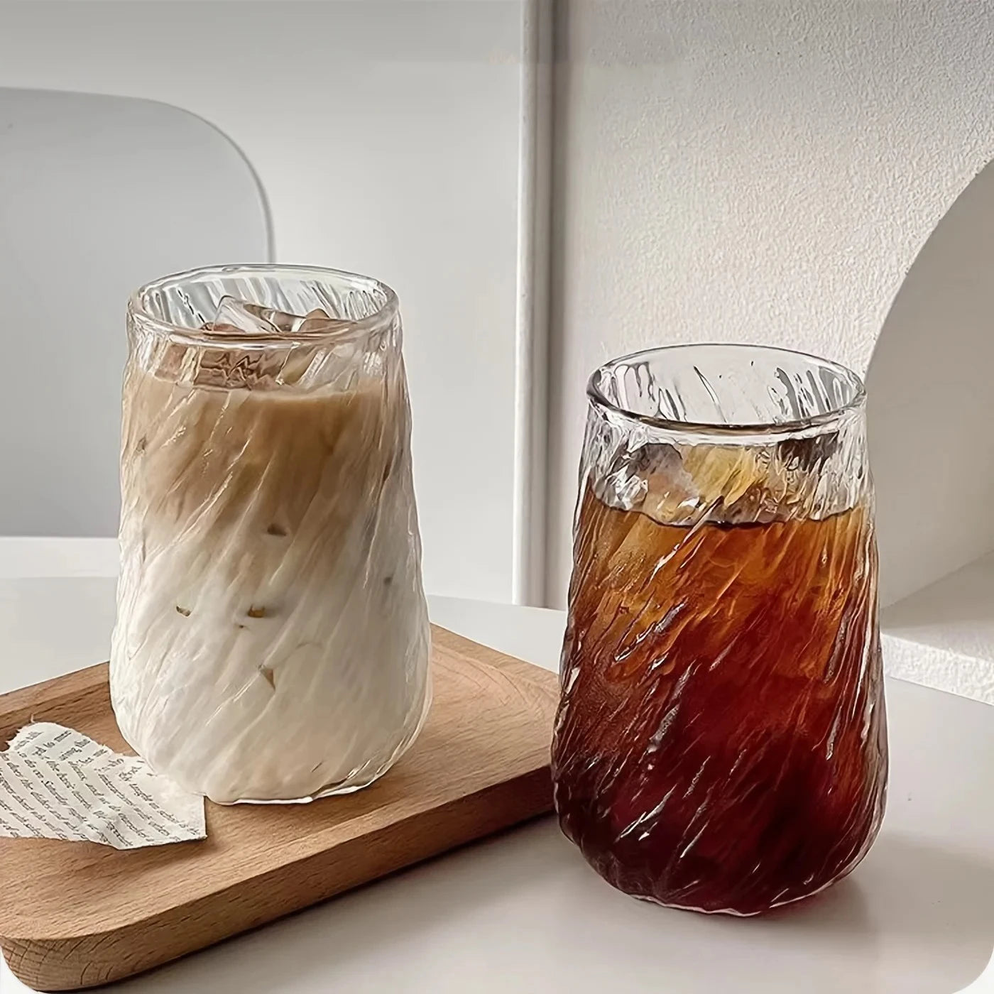☕ 400ML gestreepte glazen koffiemok – Stijlvol en functioneel