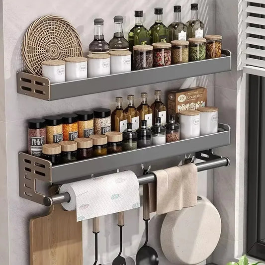 🧂 Wall-Mounted Kitchen Spice Storage Rack – Organize Smarter, Save Space! 🪄✨