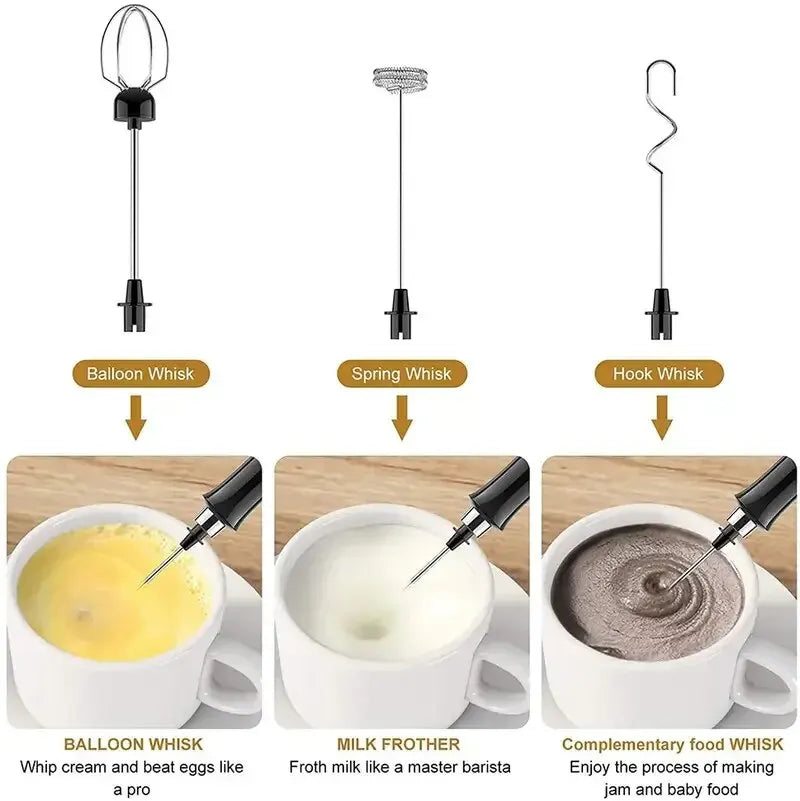 🌀 3-Speed Rechargeable Milk Frother – Café-Quality Foam at Your Fingertips! ☕✨