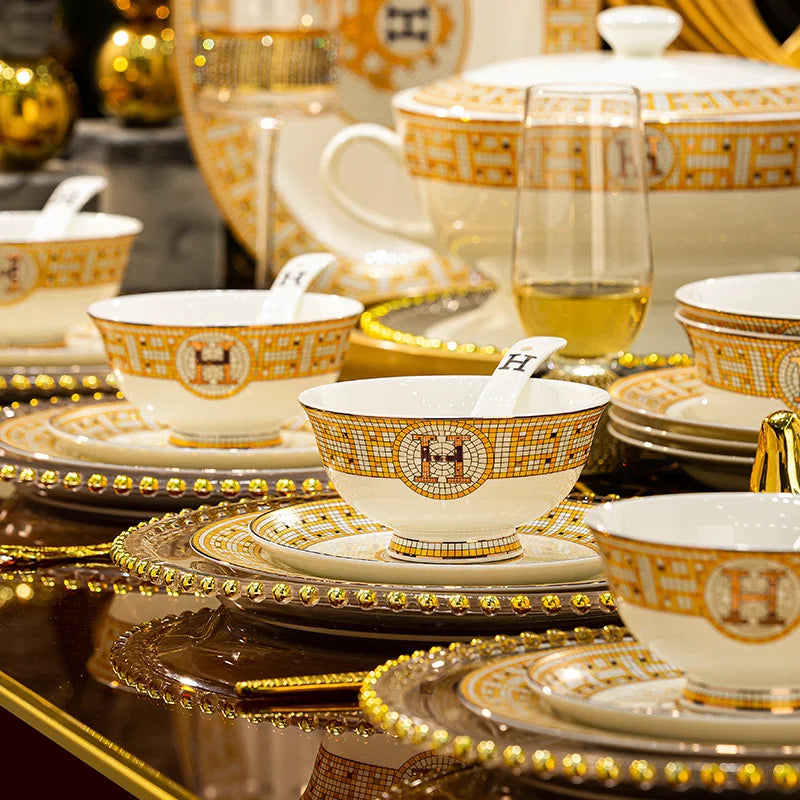 🍽️ DUTRIEUX European Bone China Dinnerware Set – Court Style Elegance ✨