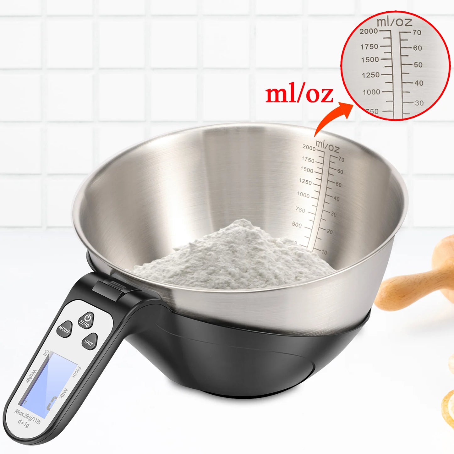 🥣 Digital Kitchen Scale with Stainless Steel Bowl