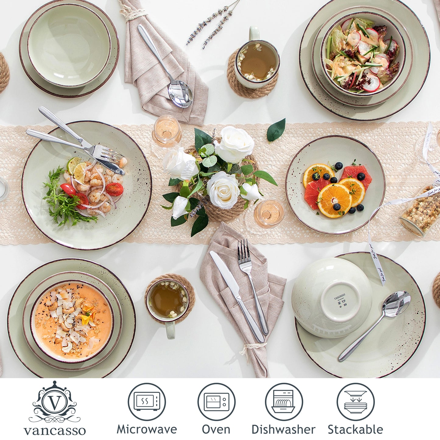 🍽️ MALACASA NAVIA 12-Piece Ceramic Dinnerware Set – Elegant Dining Made Simple! ✨