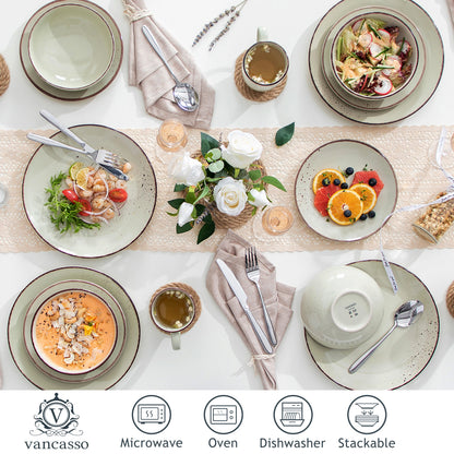 🍽️ MALACASA NAVIA 12-Piece Ceramic Dinnerware Set – Elegant Dining Made Simple! ✨