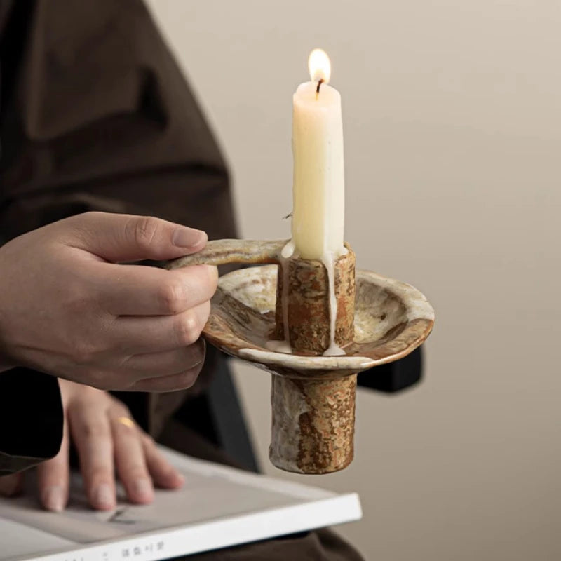 🕯️ حامل شموع شاي ريترو من السيراميك – ديكور أنيق للمنزل والحديقة ✨