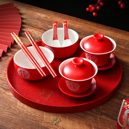 🌸 CZSAE Chinese Wedding Tableware Set — Elegant, Eco-Friendly, and Timeless
