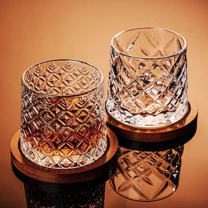 🥃 Nordic Retro Spinning Whiskey Glass — Luxury Meets Playful Design