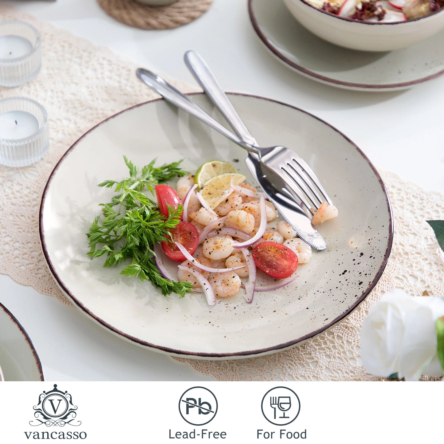 🍽️ MALACASA NAVIA 12-Piece Ceramic Dinnerware Set – Elegant Dining Made Simple! ✨
