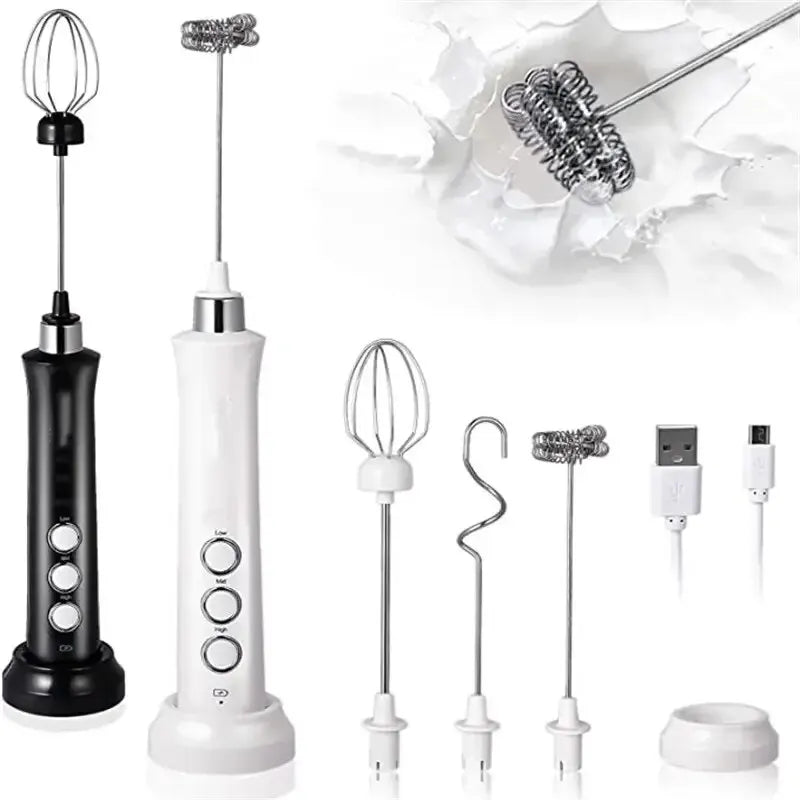 🌀 3-Speed Rechargeable Milk Frother – Café-Quality Foam at Your Fingertips! ☕✨