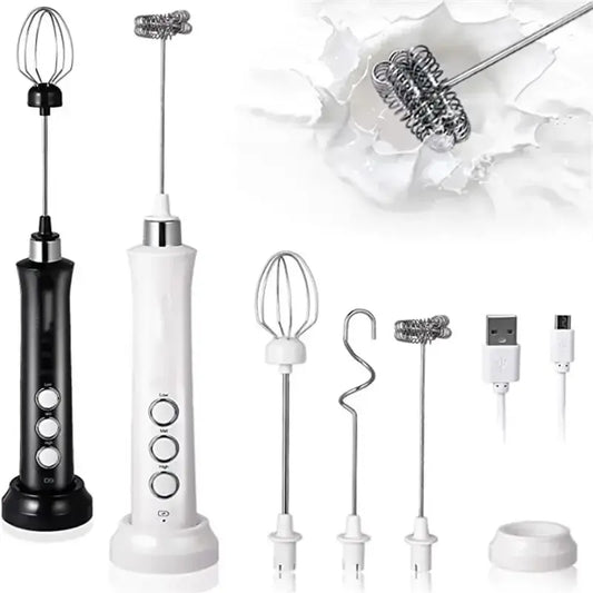 🌀 3-Speed Rechargeable Milk Frother – Café-Quality Foam at Your Fingertips! ☕✨