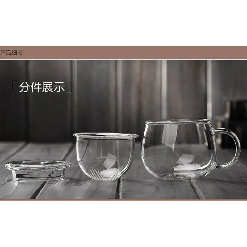 🍵 Premium Borosilicate Glass Tea Mug with Strainer and Lid