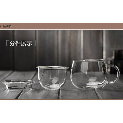 🍵 Premium Borosilicate Glass Tea Mug with Strainer and Lid